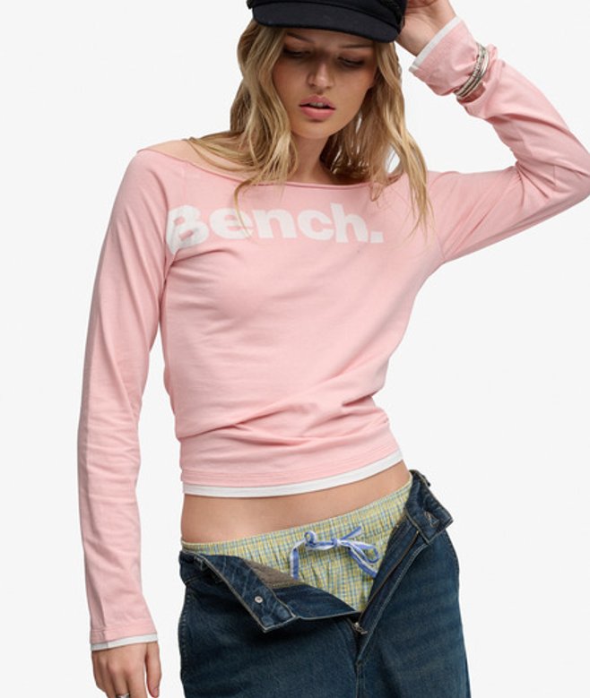 Superdry Damen Bench Langarm-layertop in Schmaler Passform Pink - Größe: L