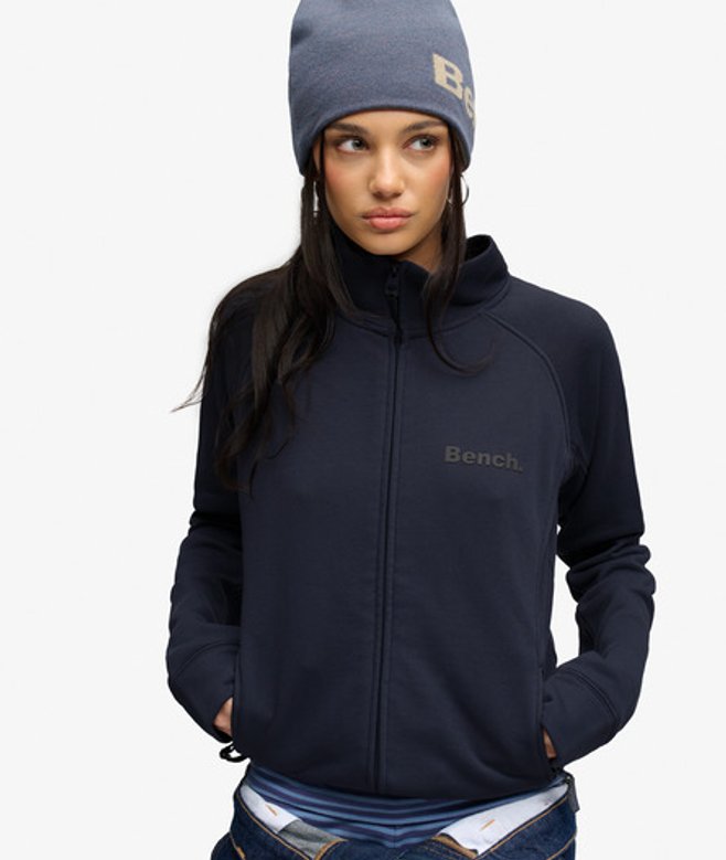Superdry Damen Bench Sweatshirt mit Hohem Kragen Navy - Größe: M