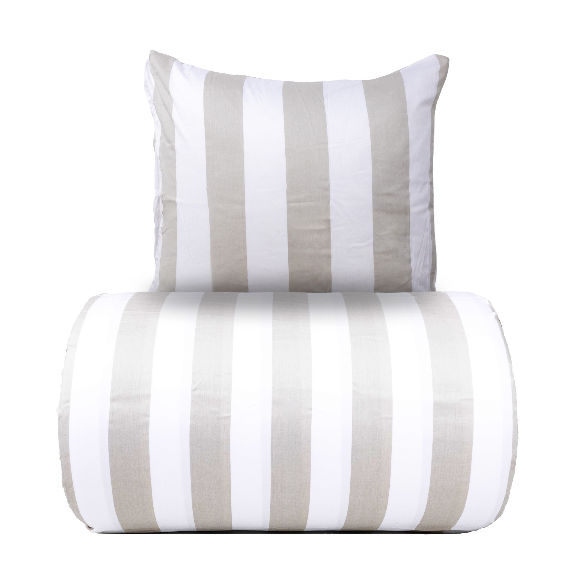 Doppelbett-Bettwäsche 240x220 cm - 100% Baumwollsatin - Nordic Stripe - breite graue Streifen