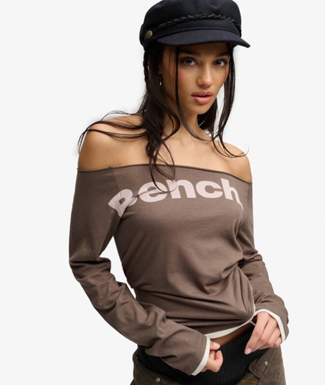 Superdry Damen Bench Langarm-layertop in Schmaler Passform Brown - Größe: Xxs