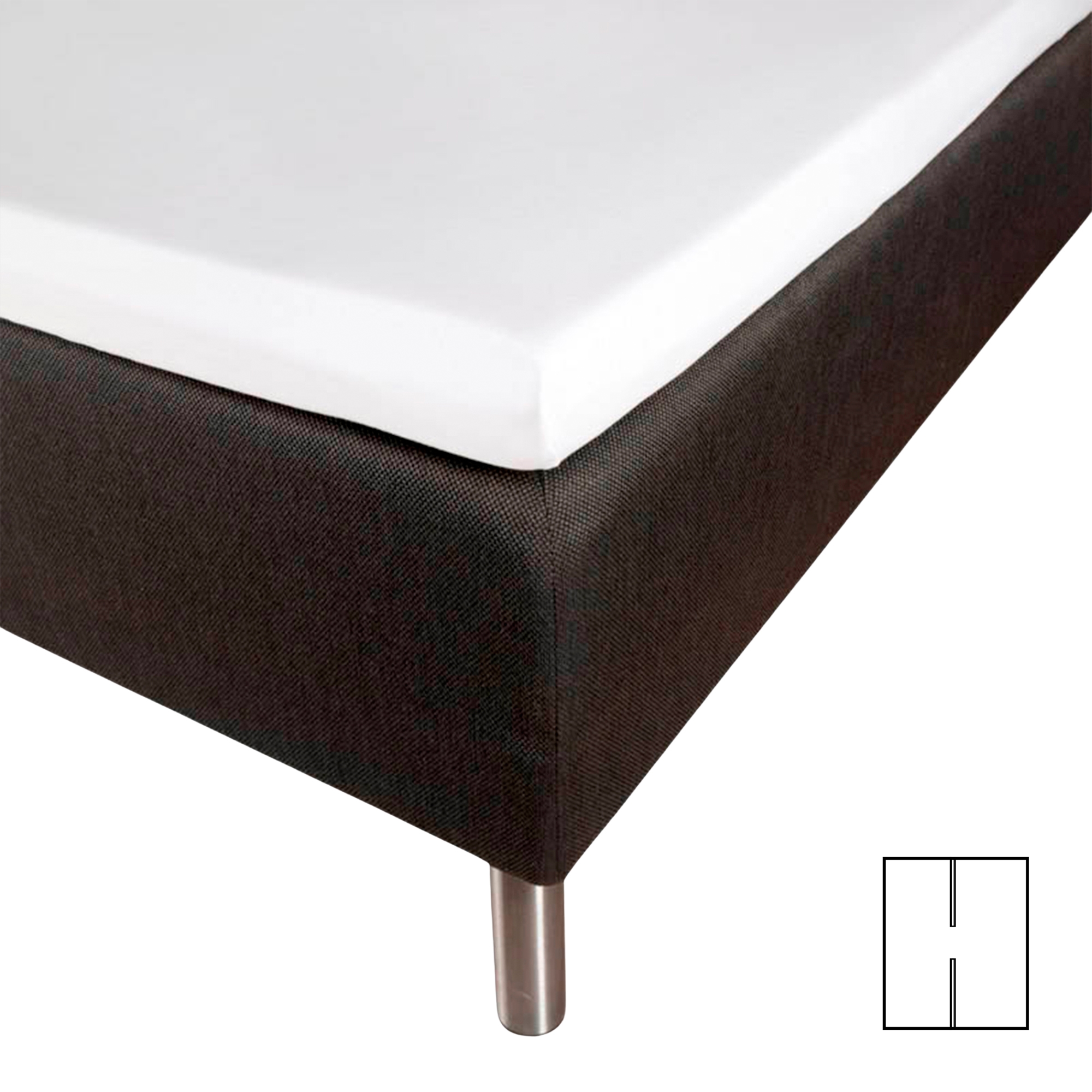 Umschlaglaken H-geteilt 180x210 cm - Splittlänge 80 cm - Weiß - 100 % Baumwollsatin - Night & Day
