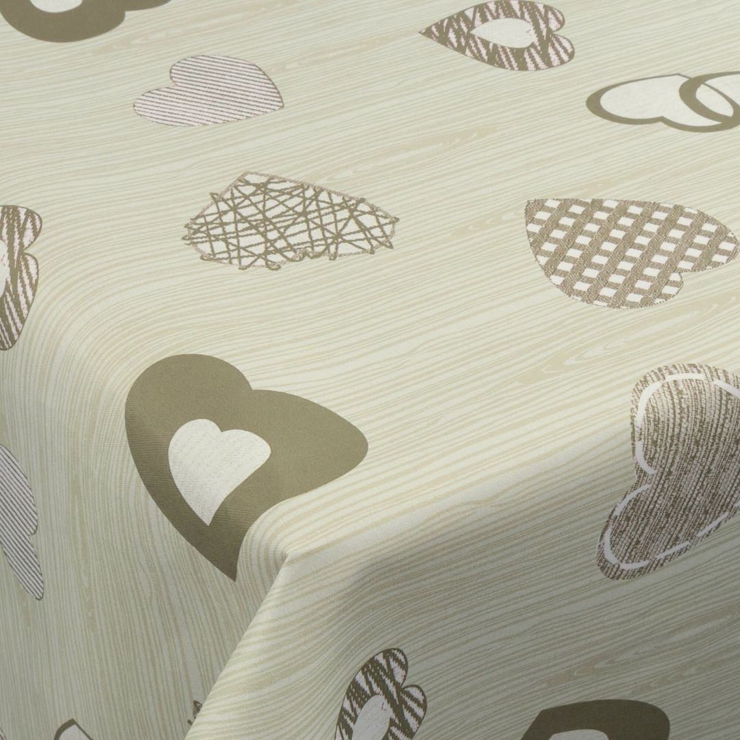 Textil Wachstuch mit Acrylbeschichtung - 30 Meter auf Rolle - Green Hearts - 140 cm breites Textiltuch
