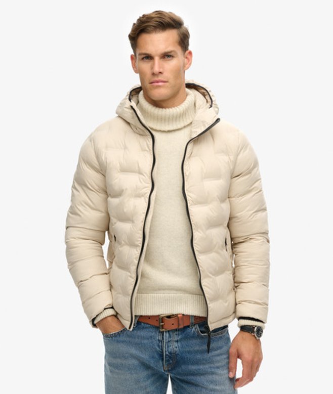 Superdry Herren Kurze Steppjacke Beige - Größe: Xxxl