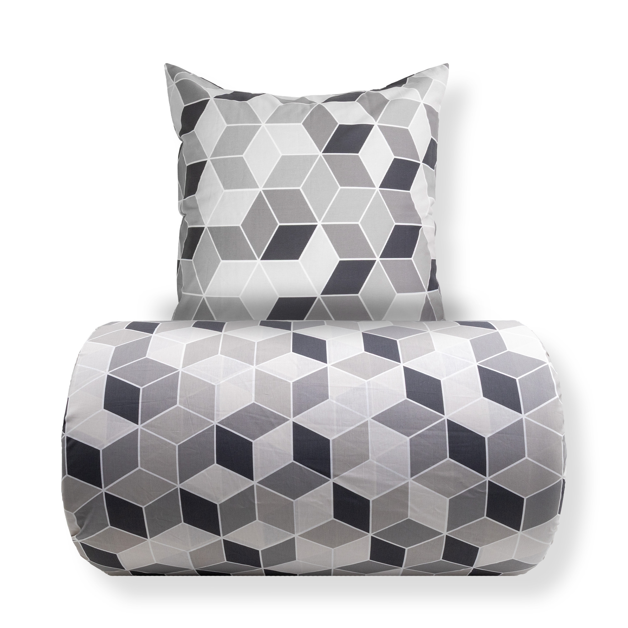 Doppelbett-Bettwäsche 200x220 cm - 100% Baumwolle - Grau mit grafischem Design
