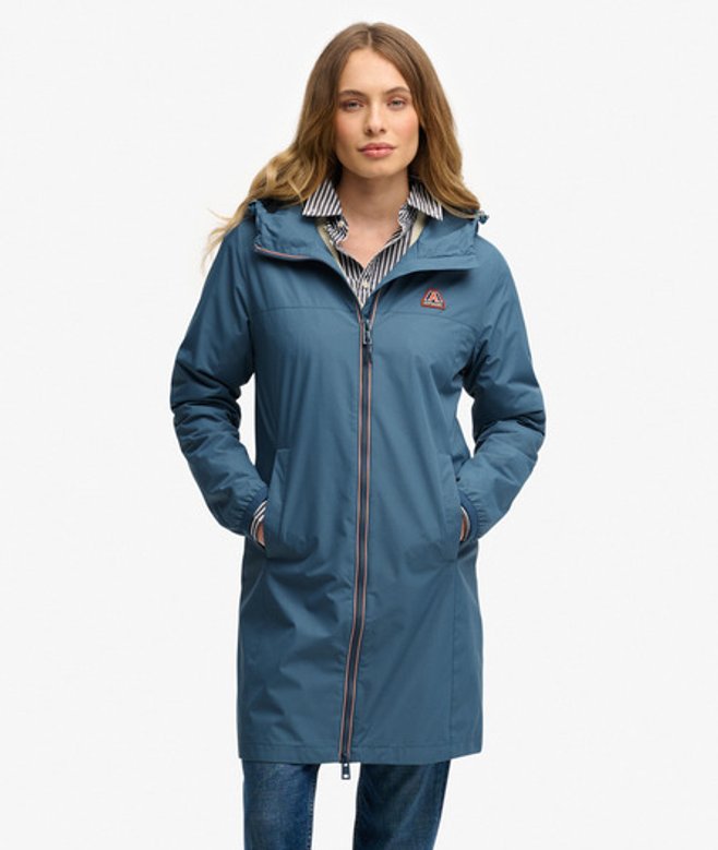 Superdry Damen Lange Dreifarbige Windbreaker-jacke Blue - Größe: 34