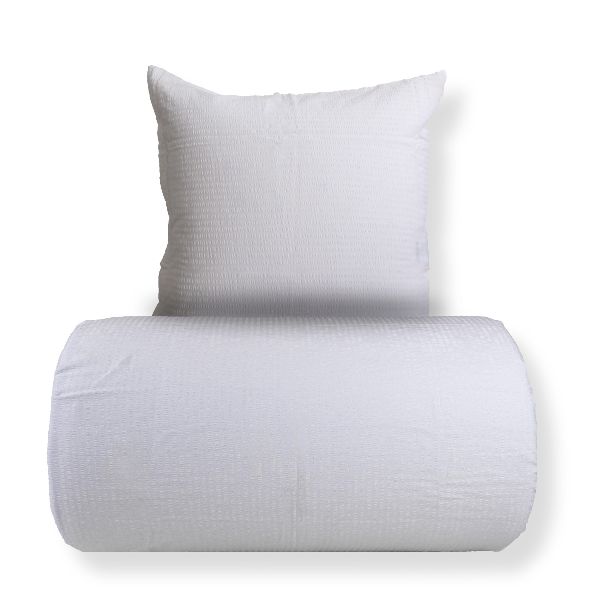 Bettwäsche 150x210 cm - Seersucker-Bettwäsche - 100% Baumwollkrepp - Uni Weiß