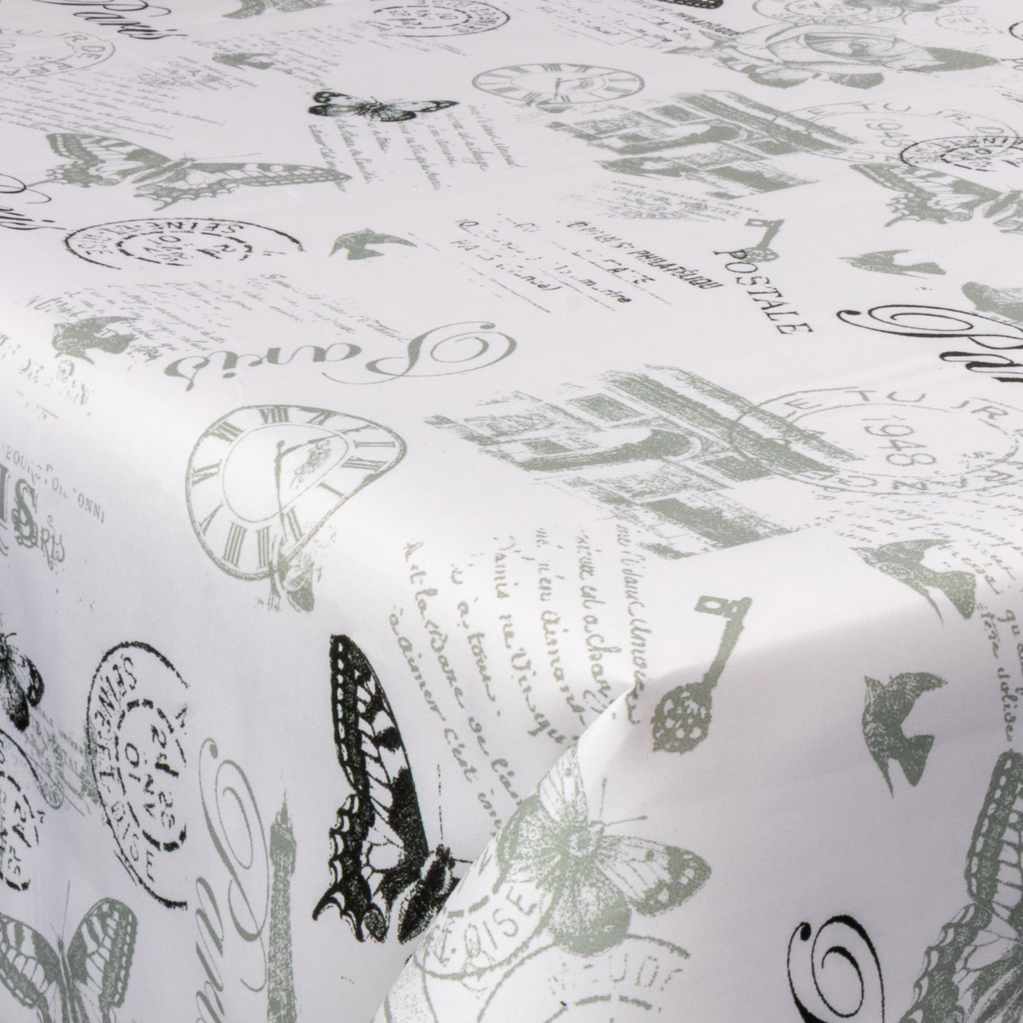 Textil Wachstuch mit Acrylbeschichtung - 30 Meter auf Rolle - Paris grau - 140 cm breites Textiltuch