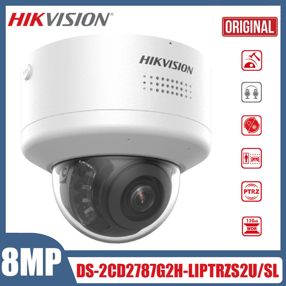 Hikvision DS-2CD2787G2H-LIPTRZ2U/SL  - 8MP - ColorVu - PTRZ - Vandal Dome - 2.8-12mm - Motorzoomobjektiv Schwarz
