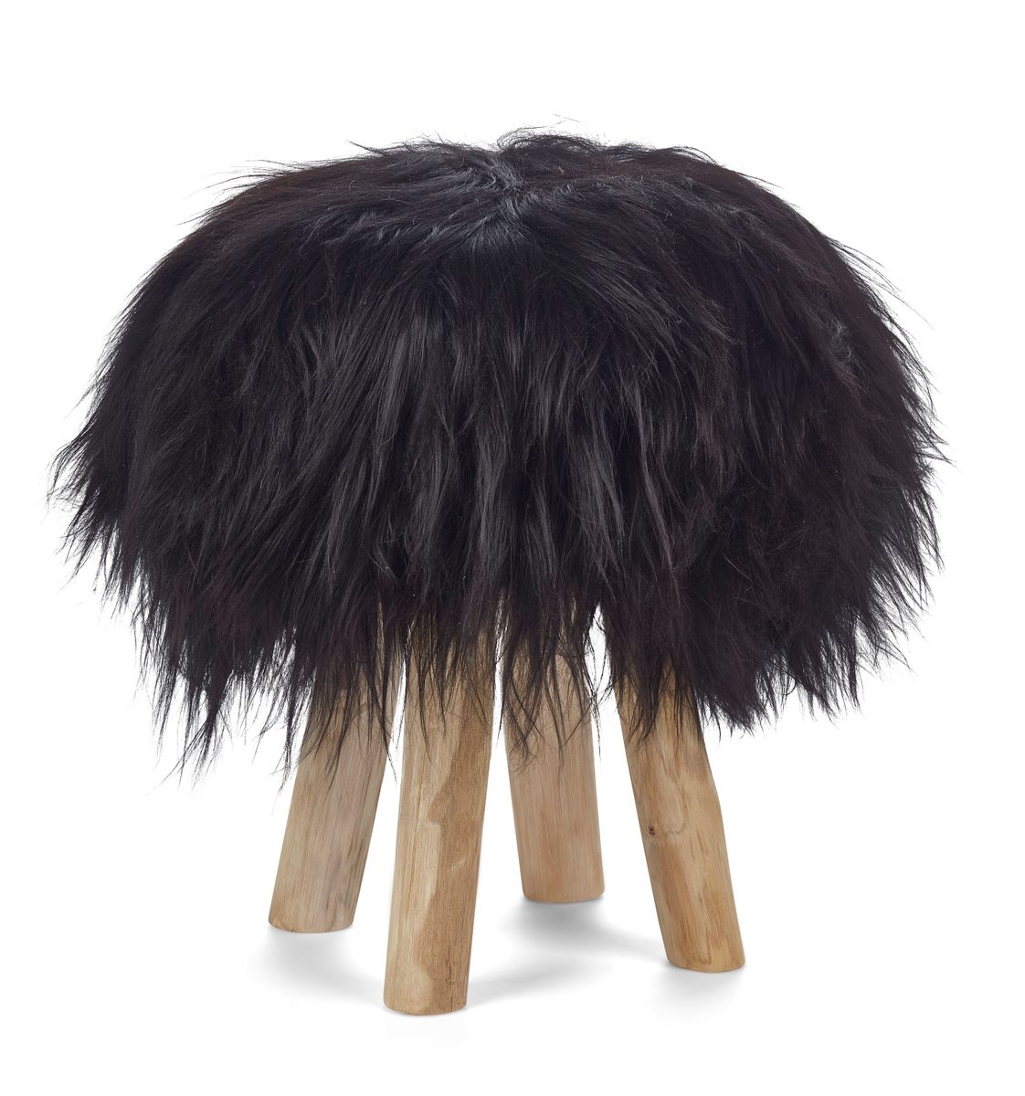 Holzhocker mit Lammfell | Island | 48xD34 cm