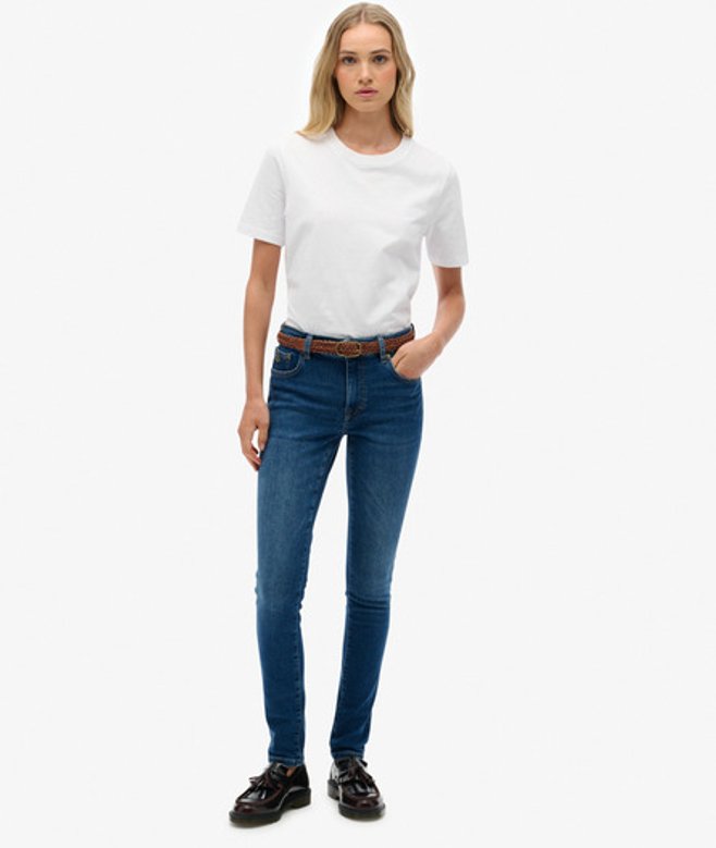 Superdry Damen Skinny Jeans aus Bio-baumwolle mit Mittlerer Leibhöhe Blue - Größe: 26/30