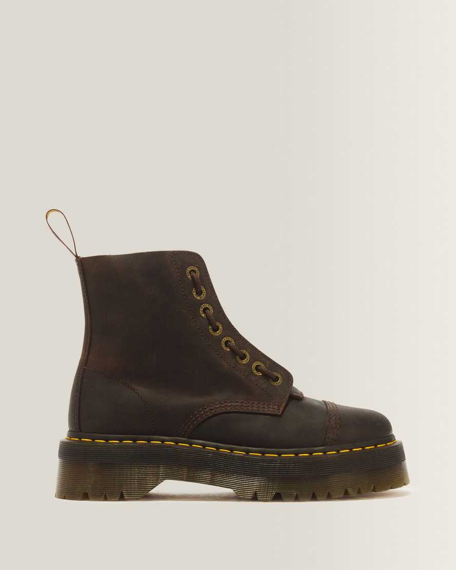 Dr. Martens Sinclair Crazy Horse Leder Plateaustiefel Schuhe in Braun, Größe: 38
