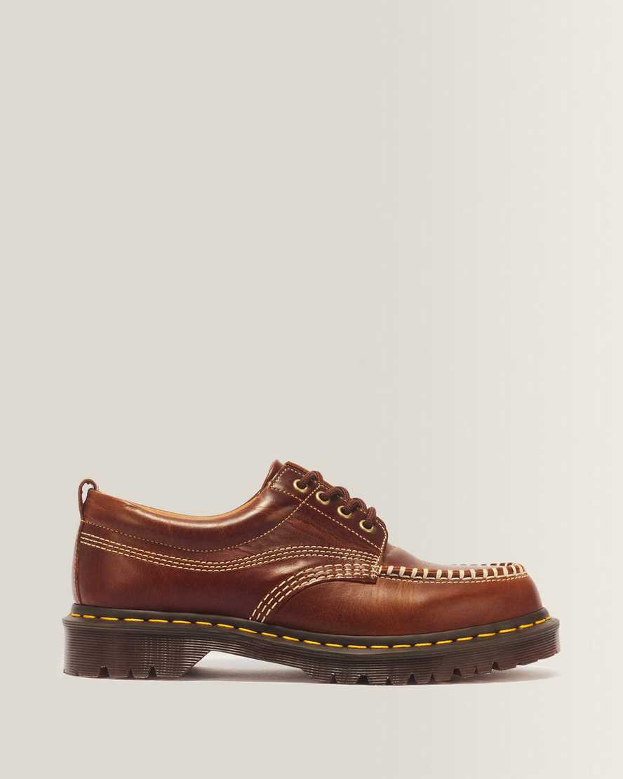 Dr. Martens Lowell Leder Moc Toe Schuhe in Bräunen, Größe: 41