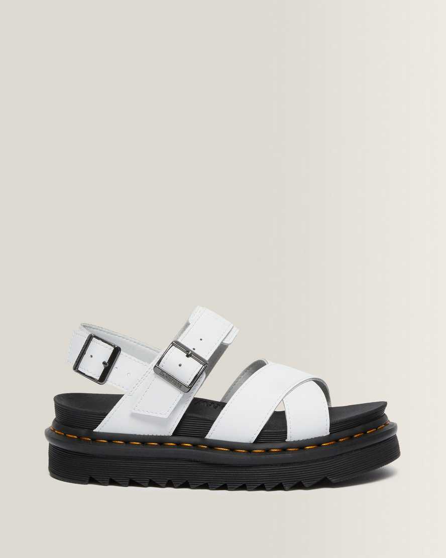 Dr. Martens Voss II Hydro Leder Riemensandalen in Weiß, Größe: 42