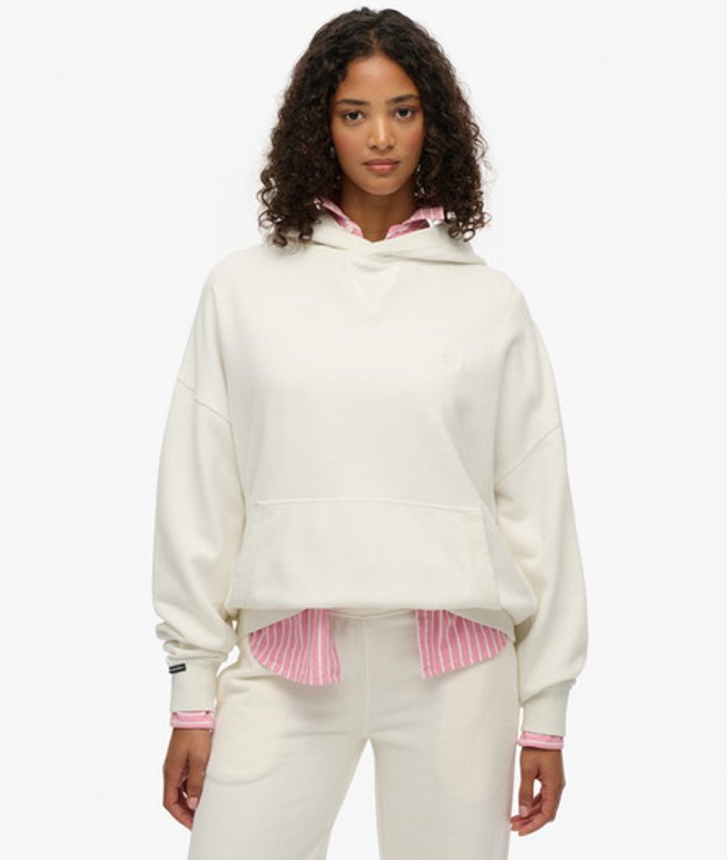 Superdry Damen Studios Relaxed Hoodie White - Größe: 46