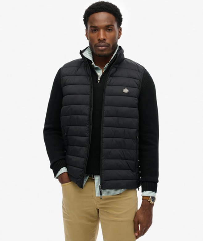 Superdry Herren Fuji Lite Steppweste Black - Größe: Xxxl