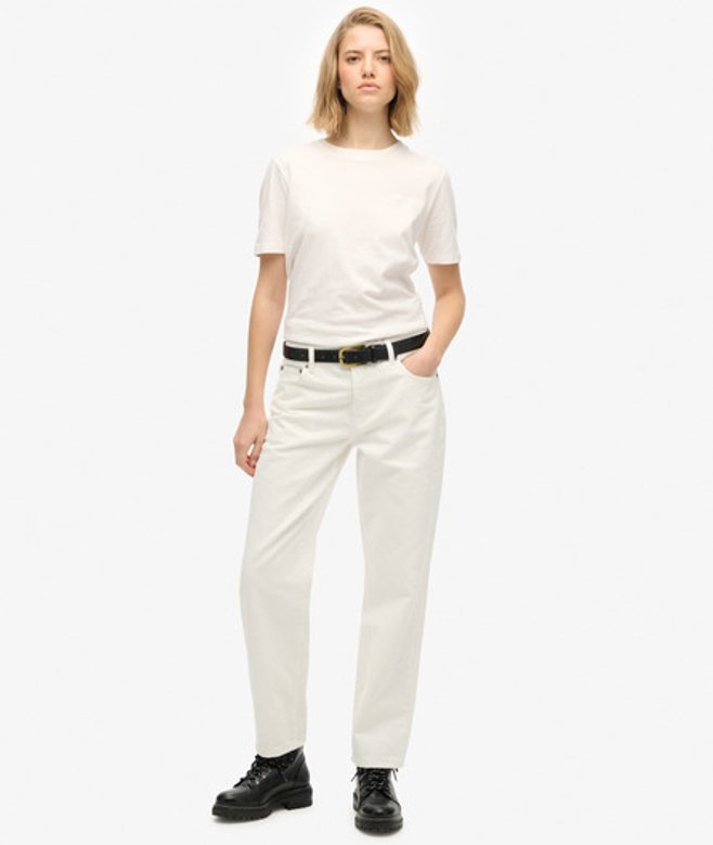 Superdry Damen Jeans aus Bio-baumwolle mit Geradem Bein und Mittelhohem Bund White - Größe: 32/30