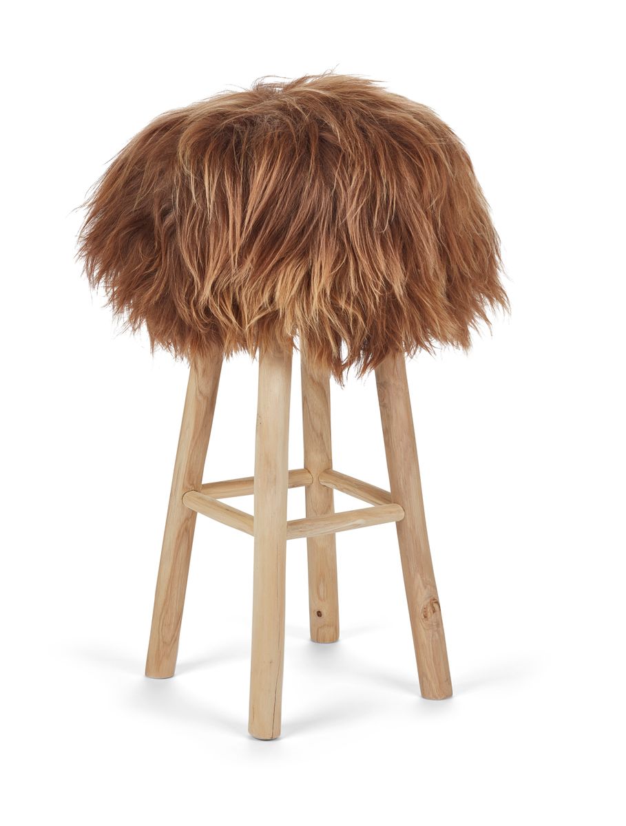 Holzbarhocker mit Lammfell | Island