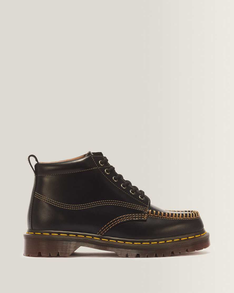 Dr. Martens Lowell Chukka Moc Toe Leder Ankle Stiefel Schuhe in Schwarz, Größe: 47