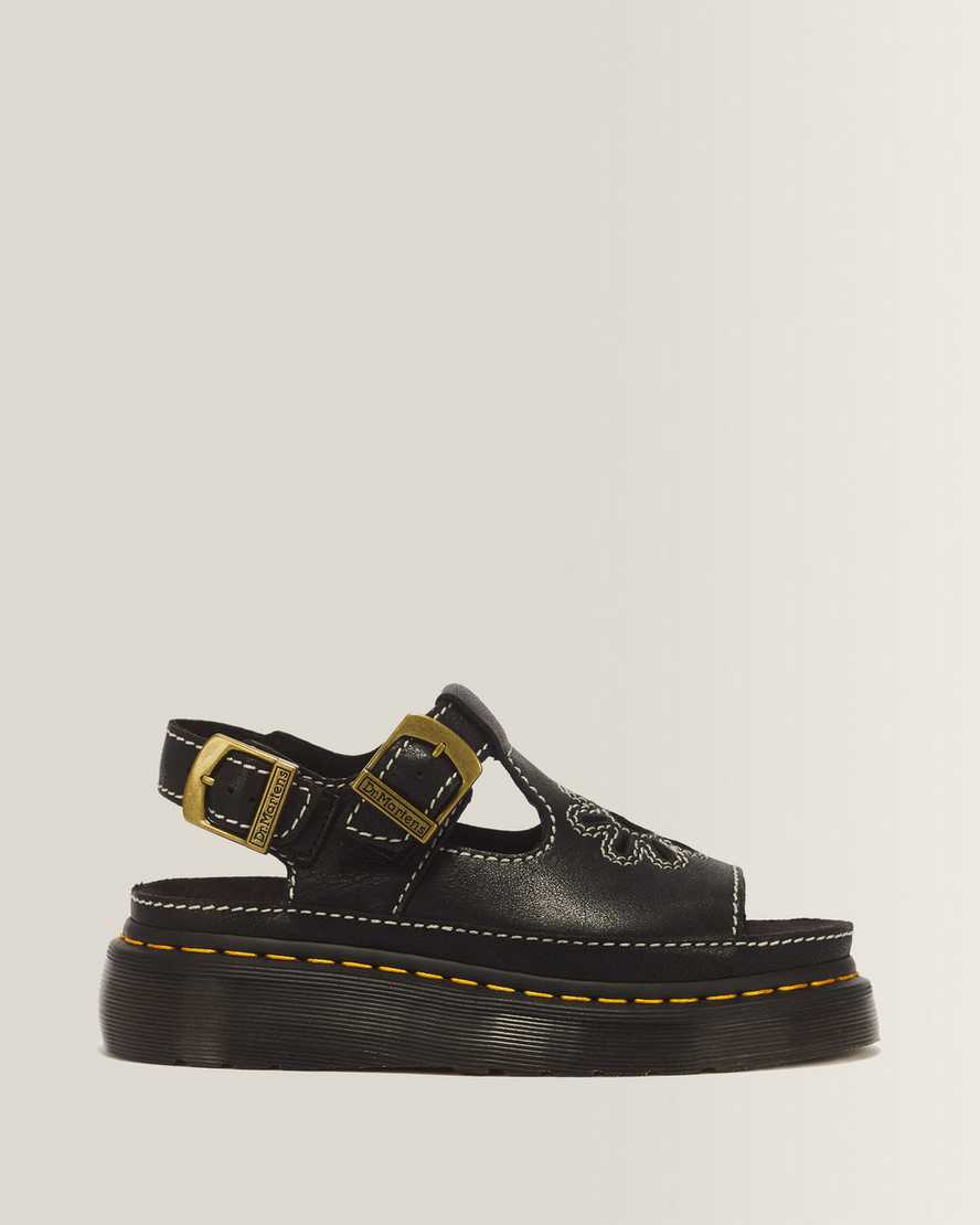 Dr. Martens Dunnet Flower Full Grain Leder Sandalen in Schwarz, Größe: 40