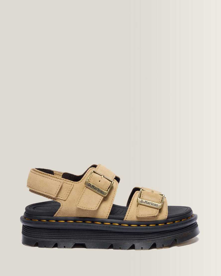 Dr. Martens Suède Zebzag Wildleder Sandalen in Bräunen, Größe: 37