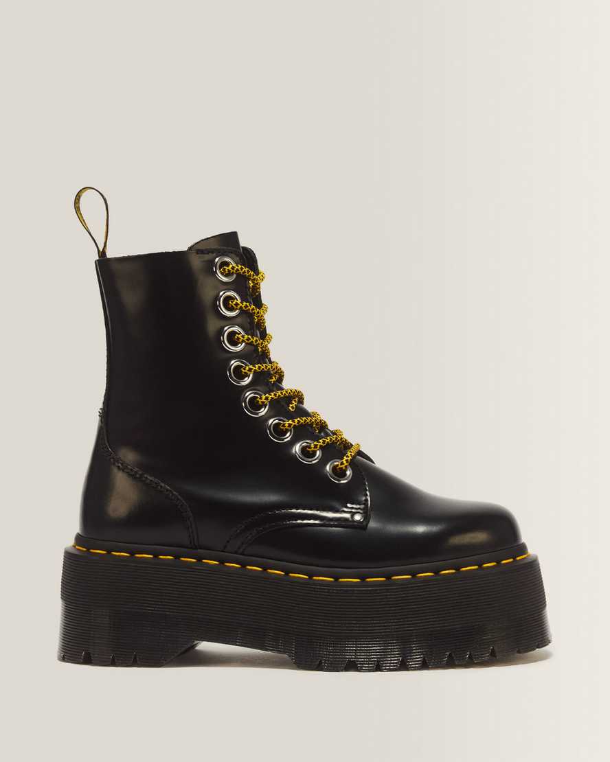 Dr. Martens Jadon Max Buttero Leder Plateaustiefel Schuhe in Schwarz, Größe: 40