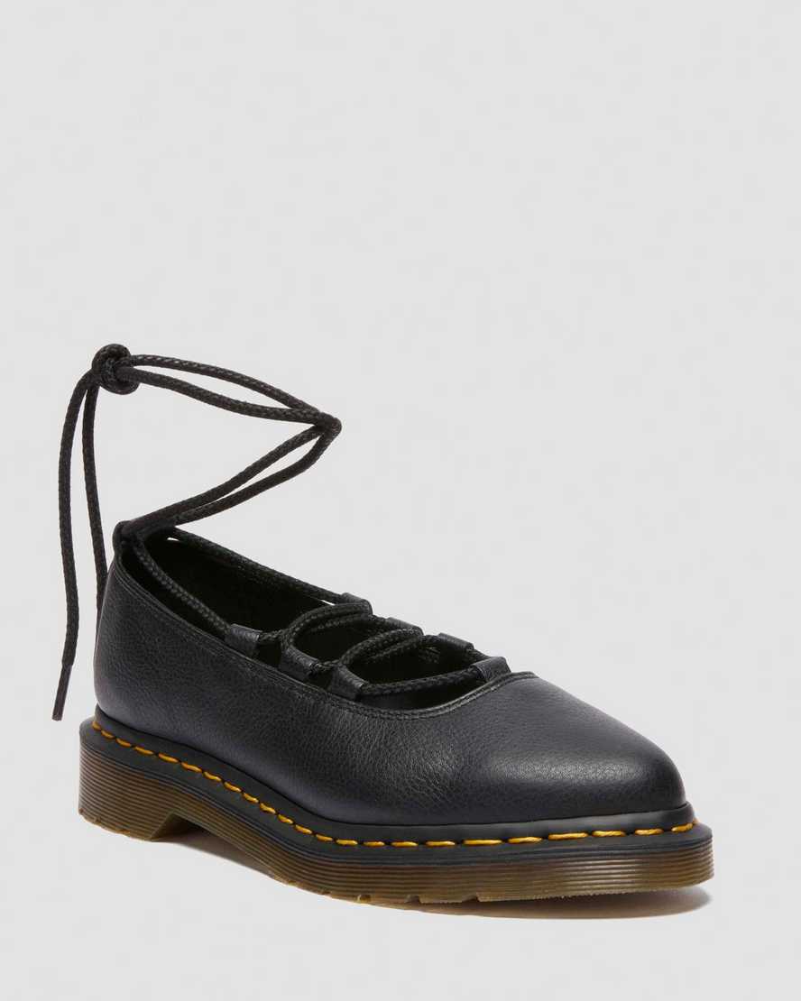 Dr. Martens Elphie II Virginia Leder Ballerinas Schuhe in Schwarz, Größe: 40