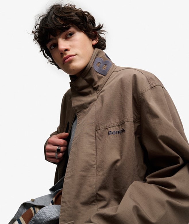 Superdry Herren Bench Ripstop-jacke mit Hohem Kragen Brown - Größe: L