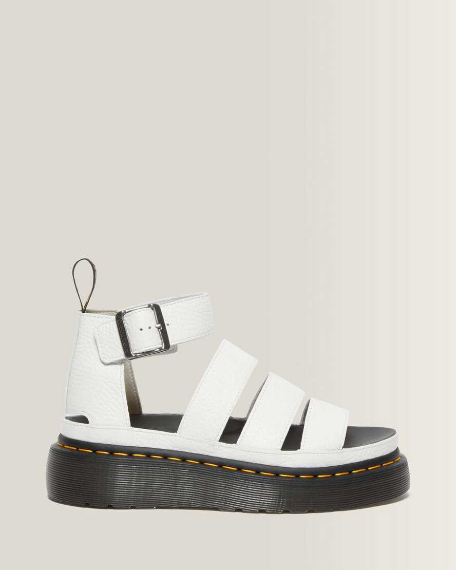 Dr. Martens Clarissa II Quad Milled Nappa Leder Plateau Sandalen in Weiß, Größe: 43
