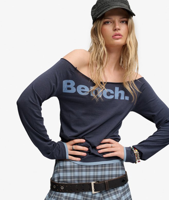 Superdry Damen Bench Langarm-layertop in Schmaler Passform Navy - Größe: M
