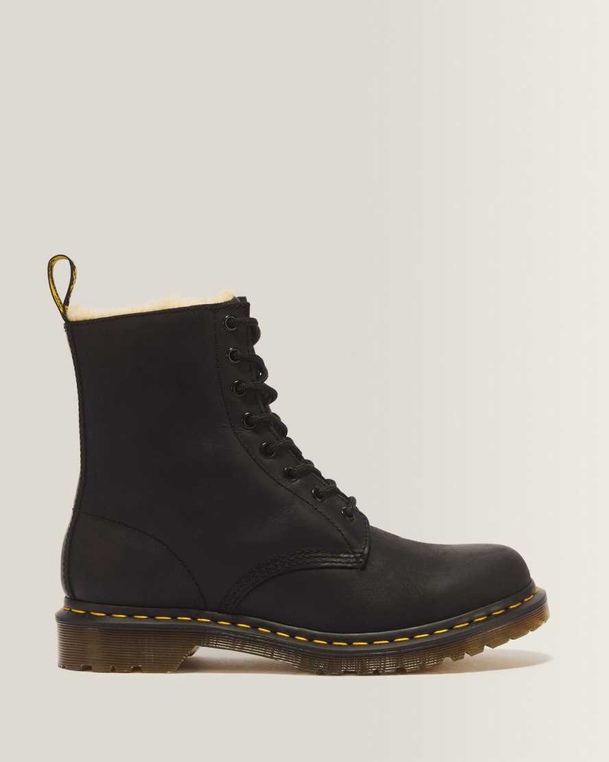 Dr. Martens Leder 1460 Serena Stiefeletten Mit Kunstfellfutter in Schwarz, Größe: 42