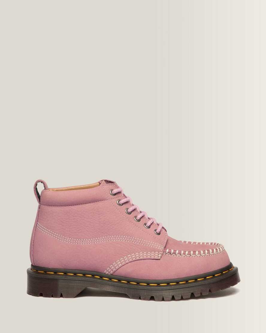 Dr. Martens Lowell Chukka Nubuck Moc Toe Ankle Stiefel Schuhe in Rosa, Größe: 45