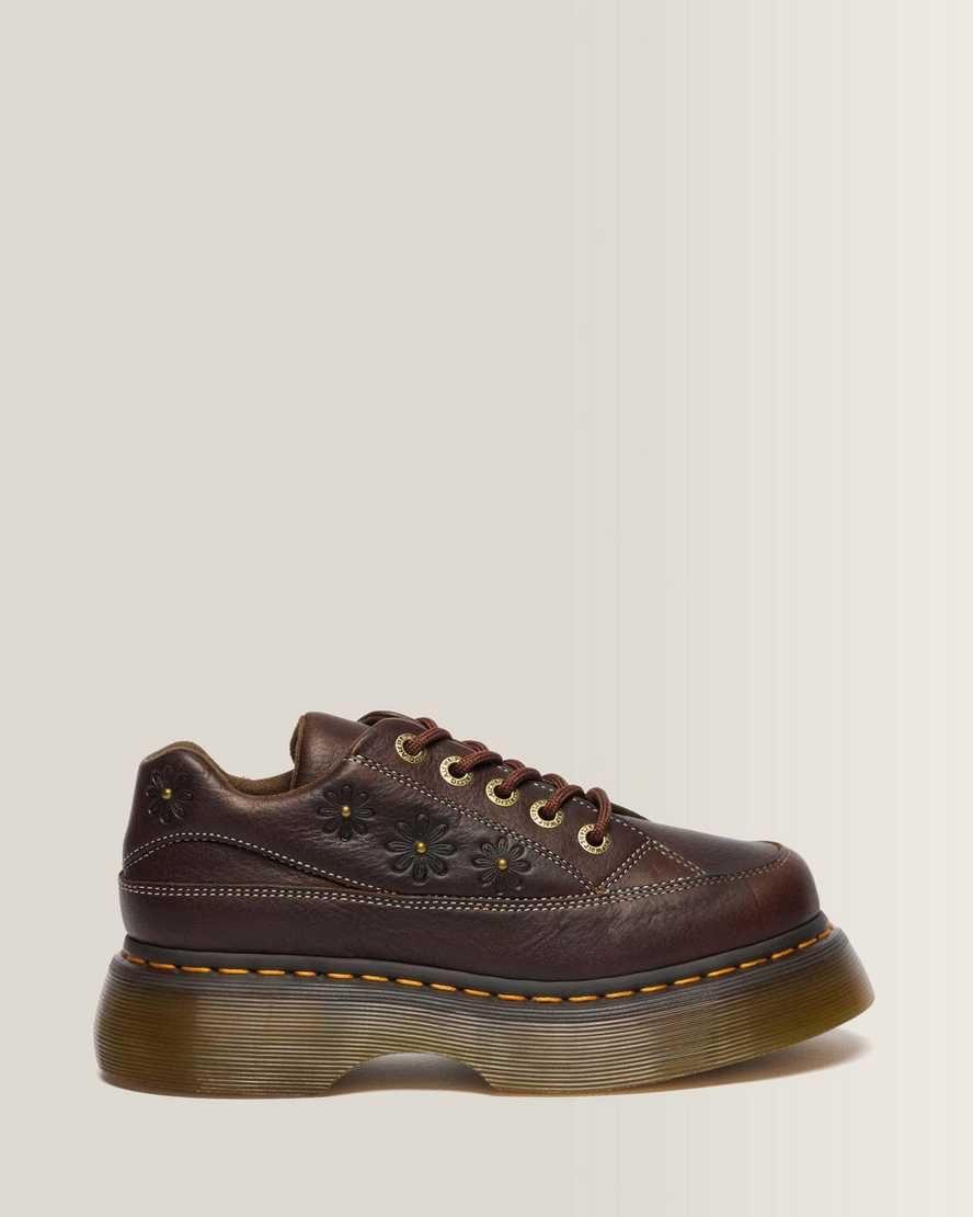 Dr. Martens Buzz 5-Ösen Flower Grizzly Leder Schuhe in Braun, Größe: 39