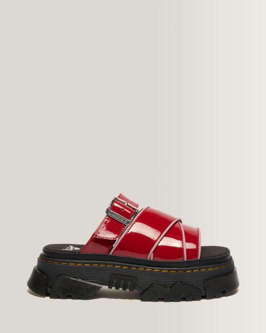 Dr. Martens Mattison Slide Soft LackLeder Sandalen in Rot, Größe: 39