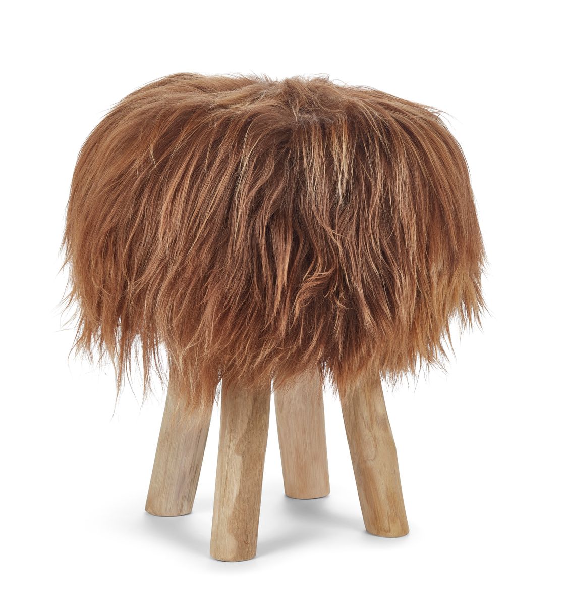 Holzhocker mit Lammfell | Island | 48xD34 cm