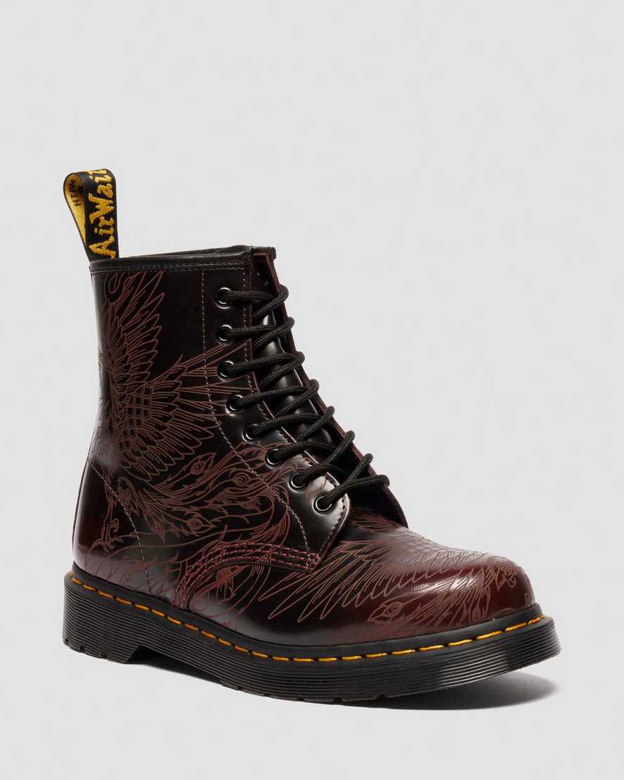 Dr. Martens Leder Jadon Arcadia Plateau Stiefel Schuhe in Rot, Größe: 37