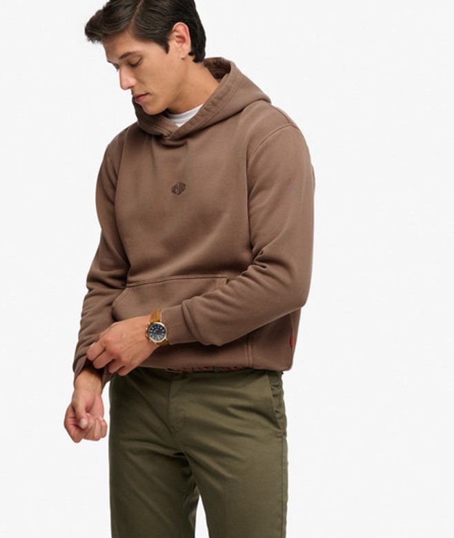 Superdry Herren Micro Logo Hoodie Brown - Größe: Xxxl