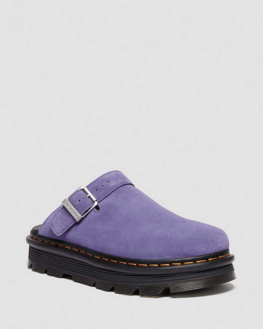 Dr. Martens Suède Zebzag Wildleder Casual Slingback Plateau Mules in Violett, Größe: 44