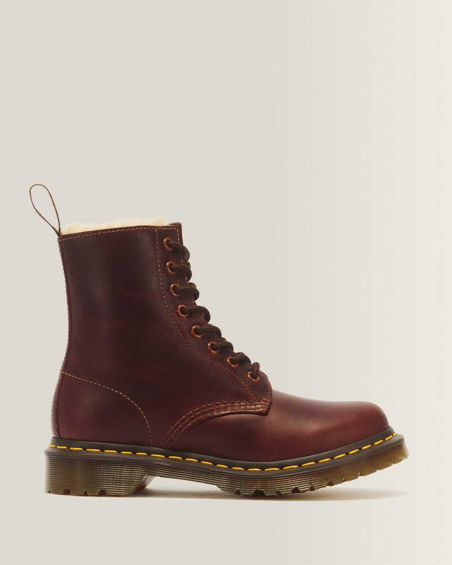 Dr. Martens Leder 1460 Serena Stiefeletten Mit Kunstfellfutter in Braun, Größe: 37
