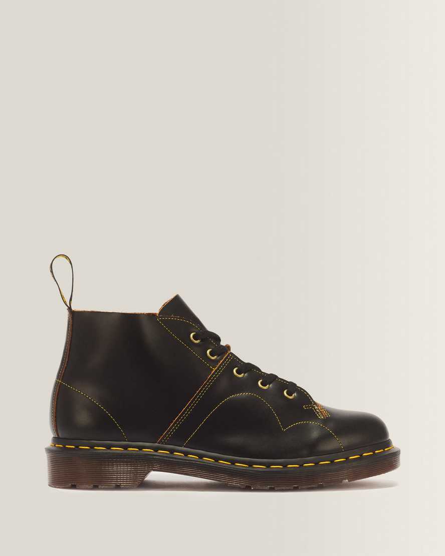 Dr. Martens Leder Church Vintage Smooth Stiefel in Schwarz, Größe: 38