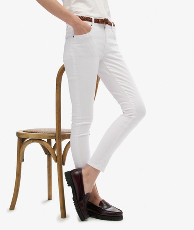 Superdry Damen Mid Rise Skinny Jeans White - Größe: 30/32