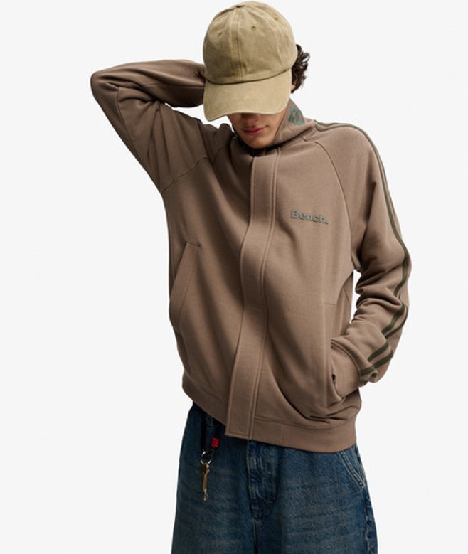 Superdry Herren Bench High Neck Stripe Trainingsjacke Brown - Größe: XL