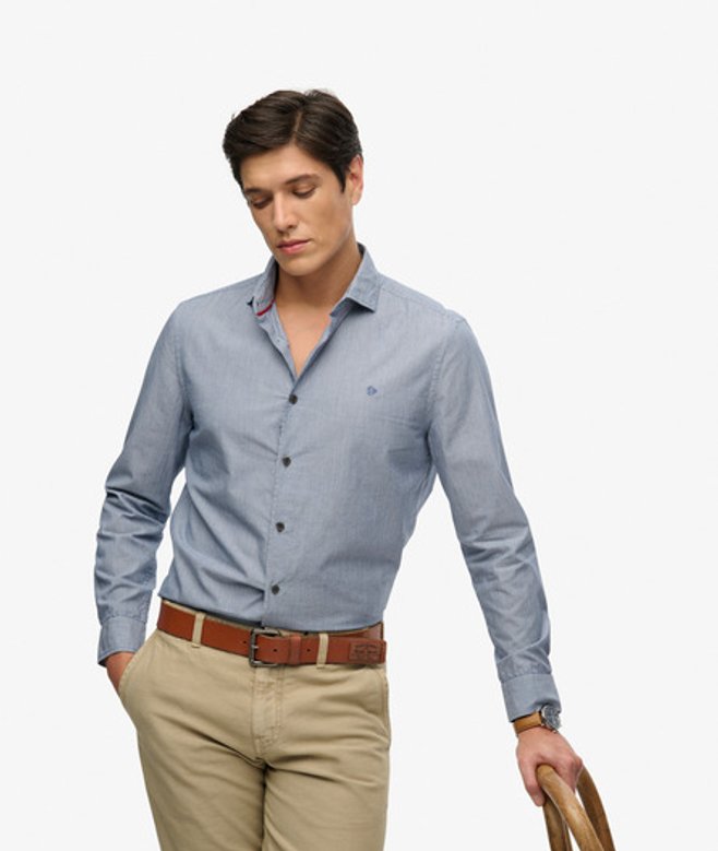 Superdry Herren Poplin-hemd mit Cut-away-kragen Blue - Größe: S