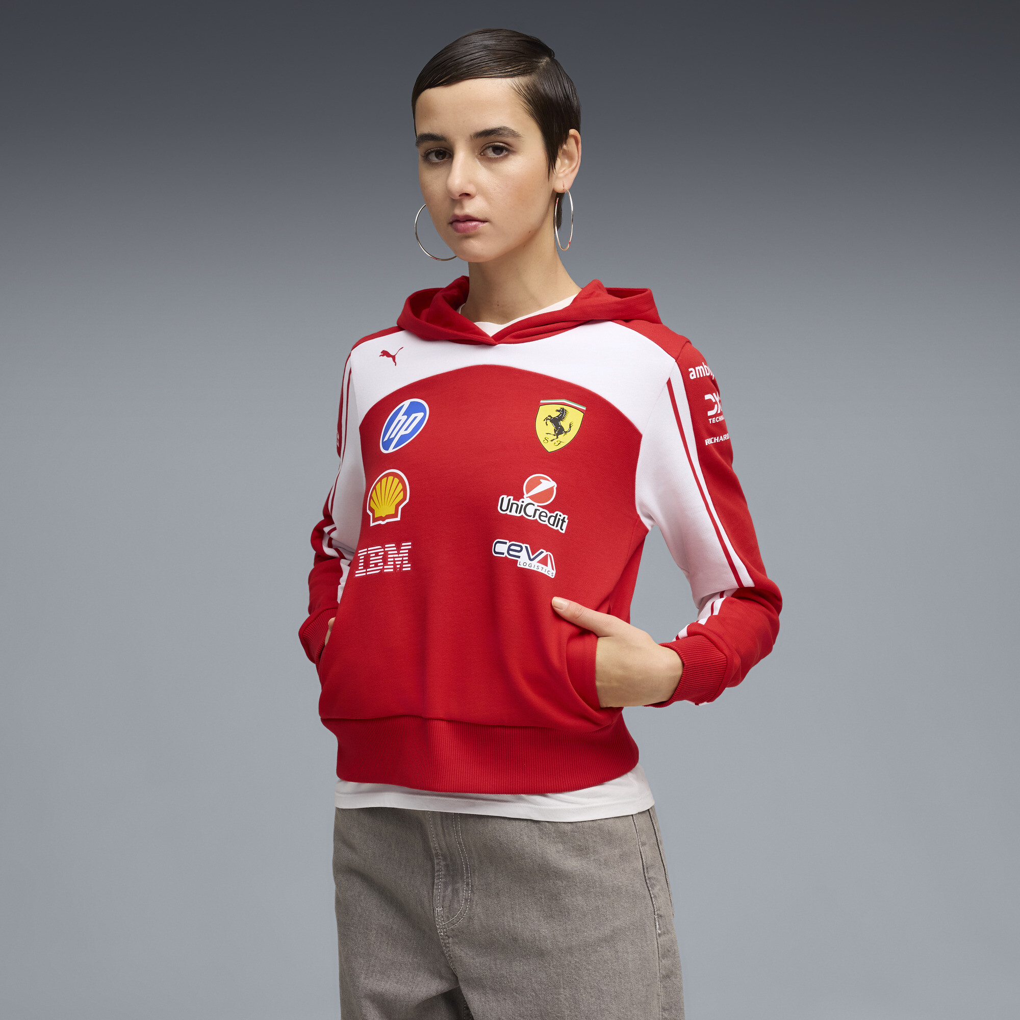 PUMA Scuderia Ferrari HP Replica Cropped Hoodie Damen, Kleidung, Rot, S