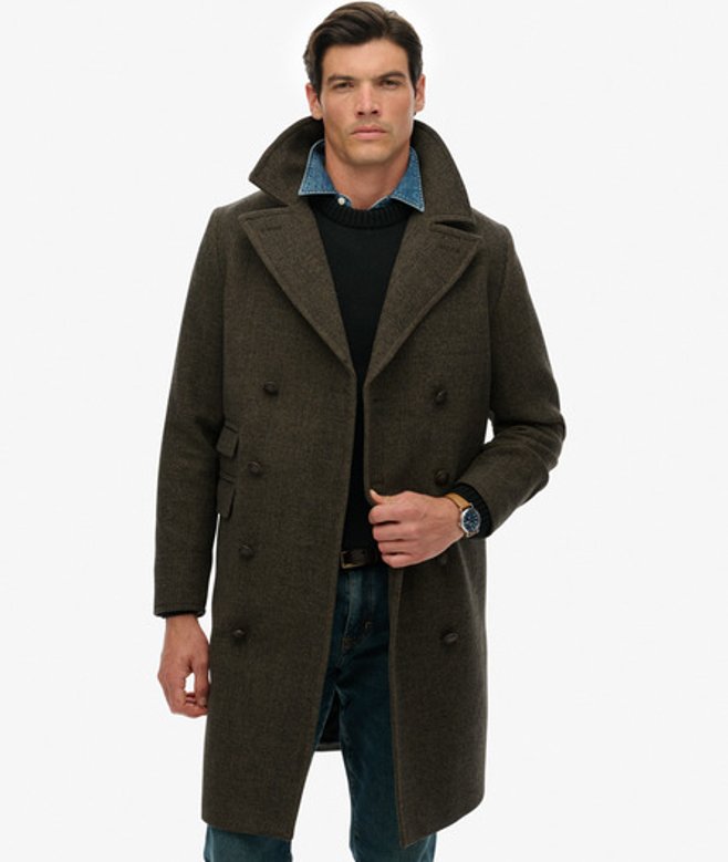 Superdry Herren The Merchant Store - Wollmischung Mantel Brown - Größe: S