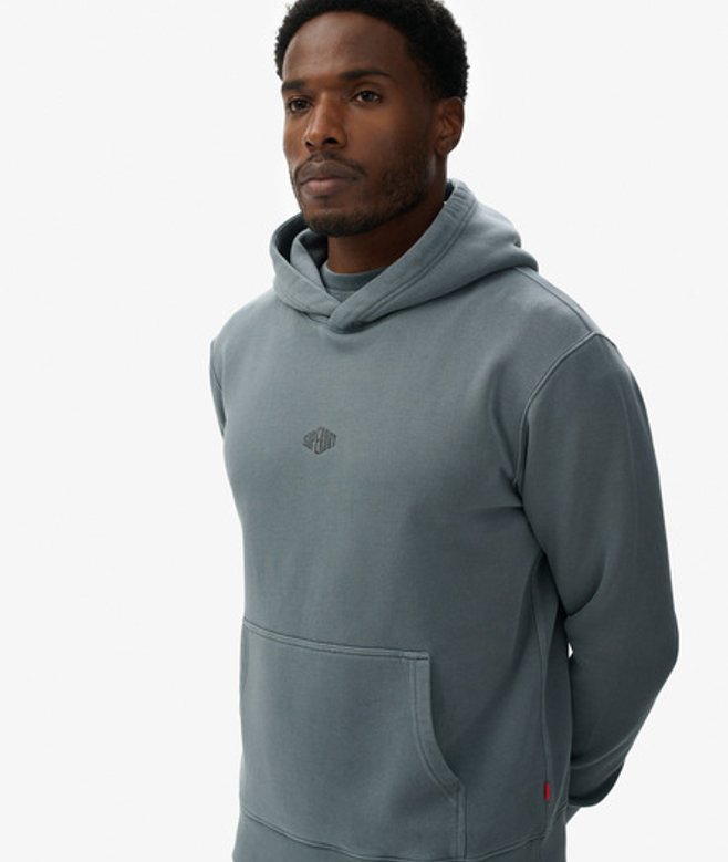 Superdry Herren Micro Logo Hoodie Blue - Größe: XL