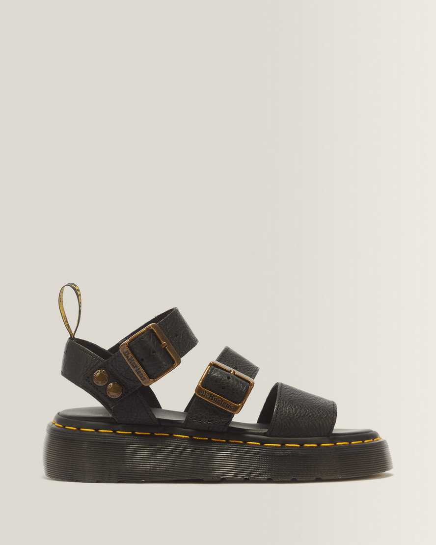 Dr. Martens Gryphon Quad Leder Plattform Sandalen in Schwarz, Größe: 42