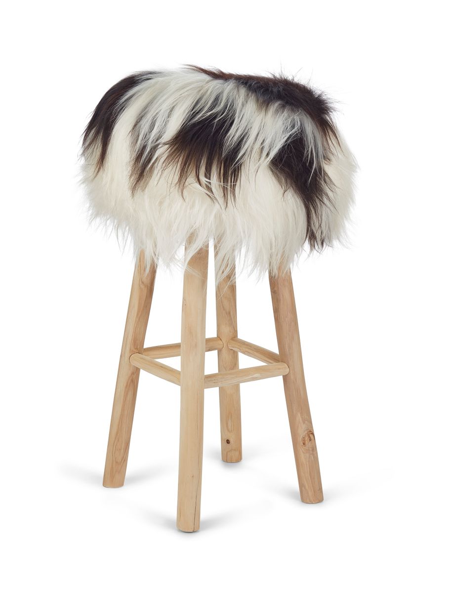 Holzbarhocker mit Lammfell | Island