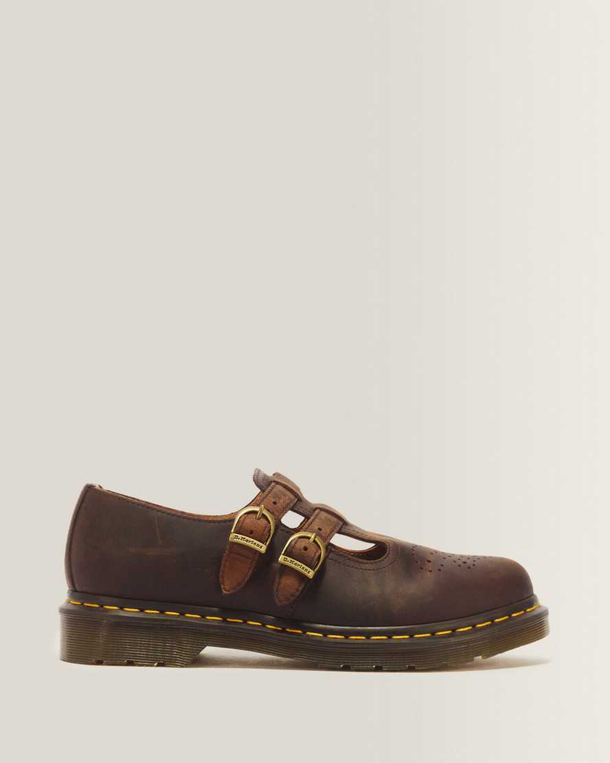 Dr. Martens 8065 Crazy Horse Leder Mary Jane Schuhe in Braun, Größe: 42
