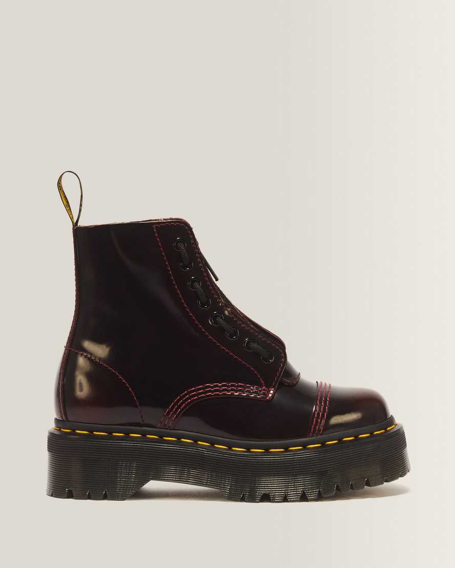Dr. Martens Sinclair Arcadia Leder Plateaustiefel Schuhe in Rot, Größe: 39