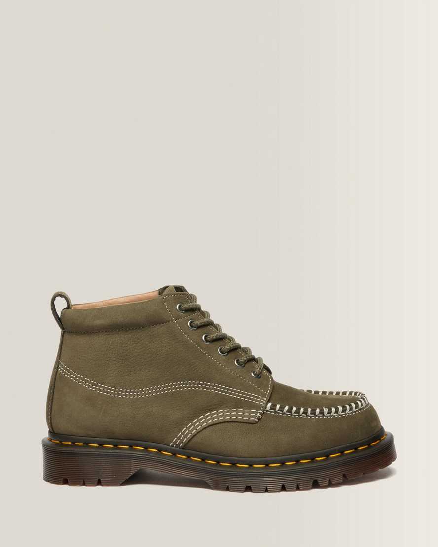 Dr. Martens Lowell Chukka Nubuck Moc Toe Ankle Stiefel Schuhe in Grün, Größe: 39